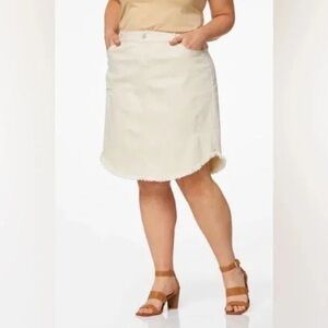 Cato | Plus Size Curved Hem Denim Skirt Jute 26W